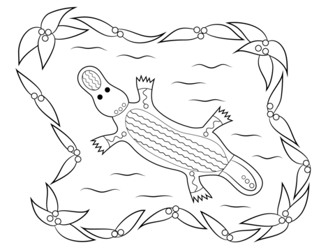 Platypus Aboriginal Art Coloring Page